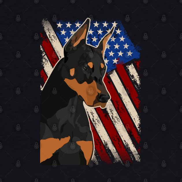 Doberman Pinscher American Flag USA by Africanob